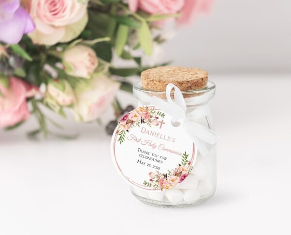 Girl Communion Favor Tags, Printable Favor Tags, First Holy Communion Girl, Thank You Tags Communion, Editable, Instant download, FC08