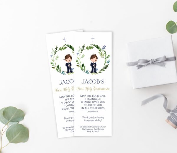 Boy First Communion Welcome Sign Template, 1st communion Poster, Communion decoration, Custom Printable sign, Greenery welcome sign - Image 4