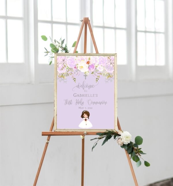 Girl favor tags communion, printable tags, communion girl, thank you tags communion, personalized favor tags, dark girl, FC03 - Image 3