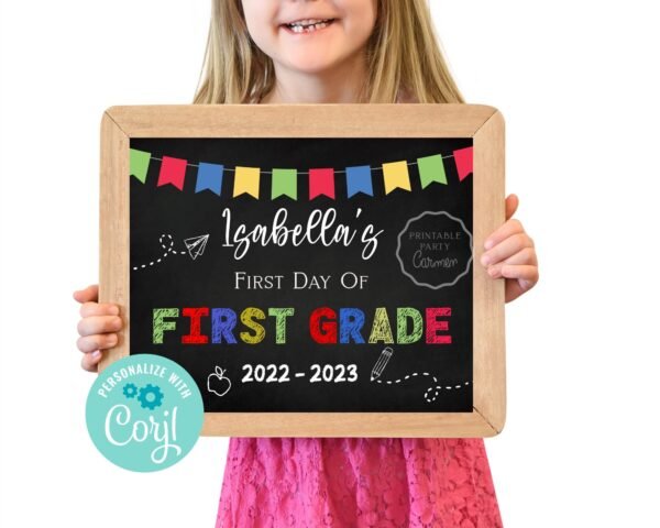First Day of School Sign, Editable back to school sign, 1st day of school, 1st Grade sign, Chalkboard sign, Photo Prop Sign - Image 4
