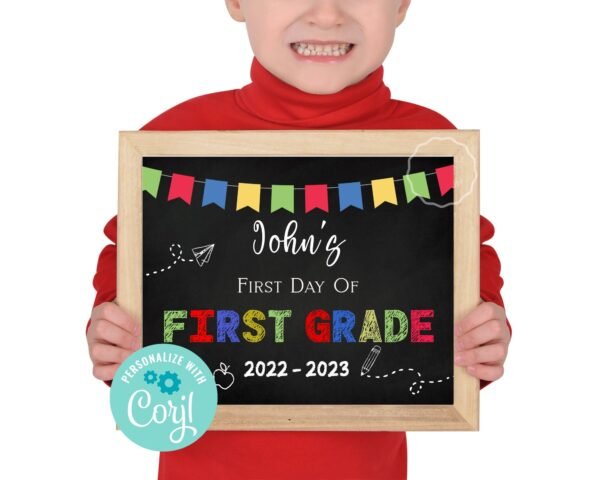First Day of School Sign, Editable back to school sign, 1st day of school, 1st Grade sign, Chalkboard sign, Photo Prop Sign - Image 2