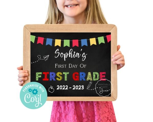 First Day of School Sign, Editable back to school sign, 1st day of school, 1st Grade sign, Chalkboard sign, Photo Prop Sign - Image 3