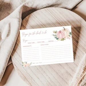Fall Bridal Shower Recipe Card, Pumpkin Bridal Shower, Printable recipe card, Recipe cards, Recipe for the bride to be, Instant download