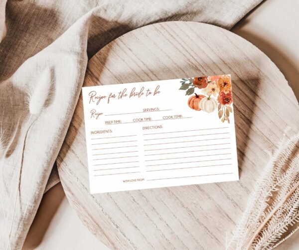 Fall Bridal Shower Invitation, Fall in love, Autumn Bridal Shower Invitation, Fall Floral Bridal shower, Boho Pumpkins, Editable, BRIFALL03 - Image 3