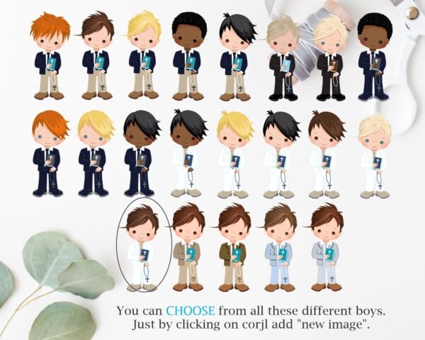 First Communion invitation siblings BUNDLE, 1st Communion Twins, First communion Boy and Girl Printable Invite, Greenery Invitation, FC04 - Image 3