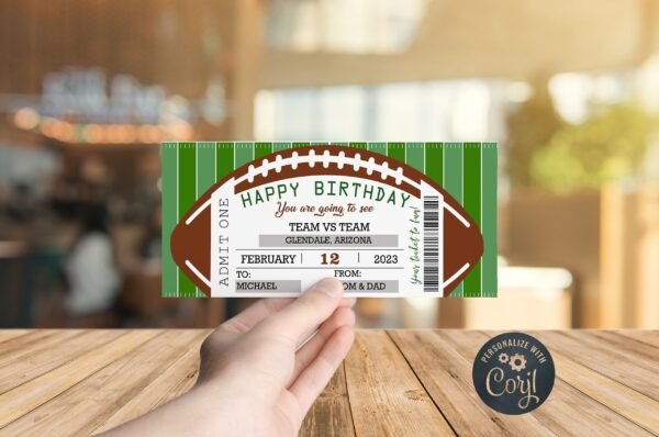 Birthday Ticket Template, football Ticket. Printable Birthday Gift Idea, Birthday Voucher Template, Birthday Gift, Birthday Coupons - Image 8