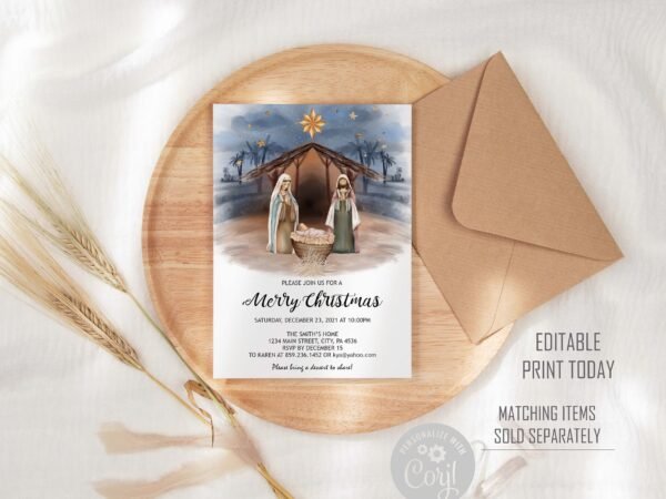 Nativity Christmas Gift Tags, Religious Christmas favor tags, Christmas Favor Tags, Christian Christmas, Printable, Editable template - Image 3