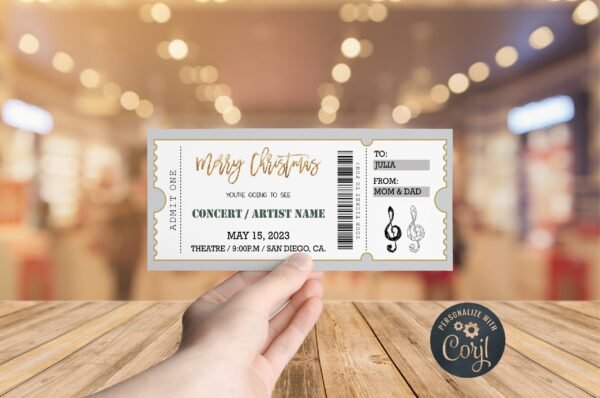 Concert Gift Ticket Template, Surprise Concert, Christmas Gift, Surprise Gift Voucher, Editable Template, Instant download - Image 2