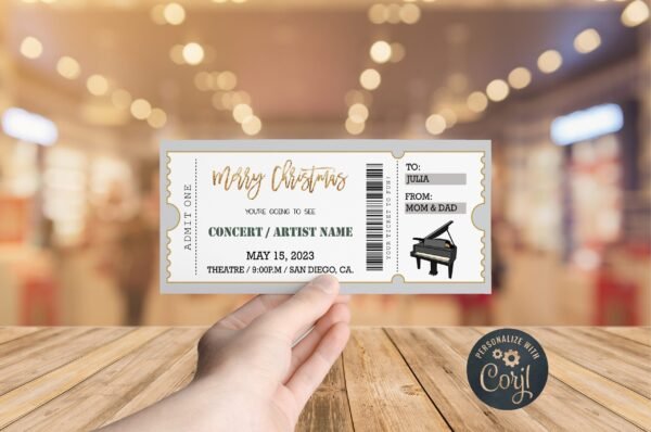 Concert Gift Ticket Template, Surprise Concert, Christmas Gift, Surprise Gift Voucher, Editable Template, Instant download - Image 4