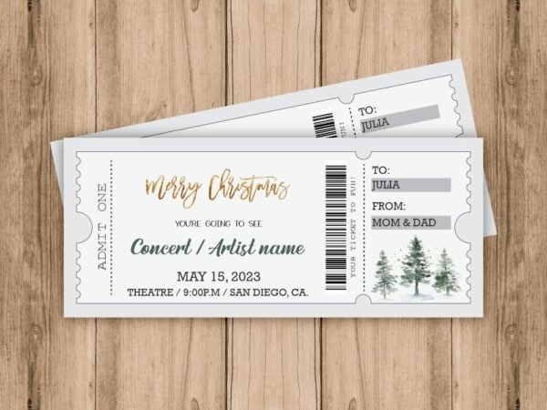 Concert Gift Ticket Template, Surprise Concert, Christmas Gift, Surprise Gift Voucher, Editable Template, Instant download - Image 9