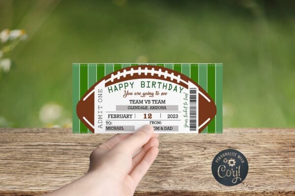 Birthday Ticket Template, football Ticket. Printable Birthday Gift Idea, Birthday Voucher Template, Birthday Gift, Birthday Coupons - Image 5