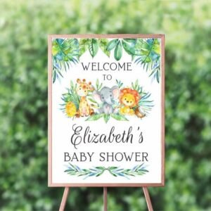 Jungle Baby Shower Welcome Sign, safari welcome sign, baby shower welcome sign neutral gender, printable sign, jungle baby shower decoration