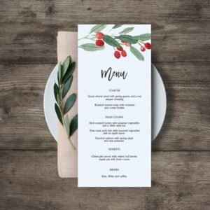 Printable Christmas Menu, Holiday Menu Card, Holly Jolly Christmas, Christmas Dinner Menu, Christmas Menu Planner, Editable Template, CHR06
