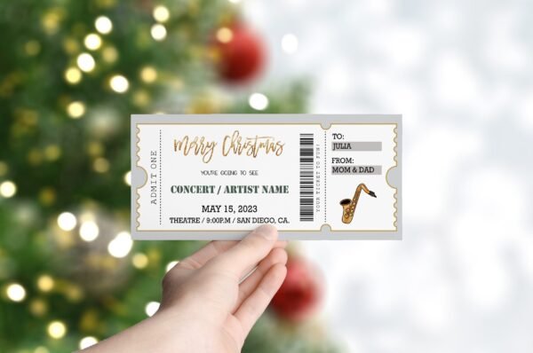 Concert Gift Ticket Template, Surprise Concert, Christmas Gift, Surprise Gift Voucher, Editable Template, Instant download - Image 6