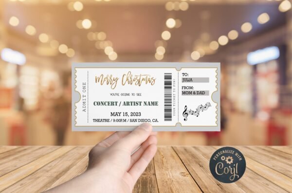 Concert Gift Ticket Template, Surprise Concert, Christmas Gift, Surprise Gift Voucher, Editable Template, Instant download - Image 3