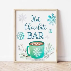 Hot Chocolate Bar sign Printable Hot Cocoa Bar Table Sign Christmas Winter Party Decor Instant download