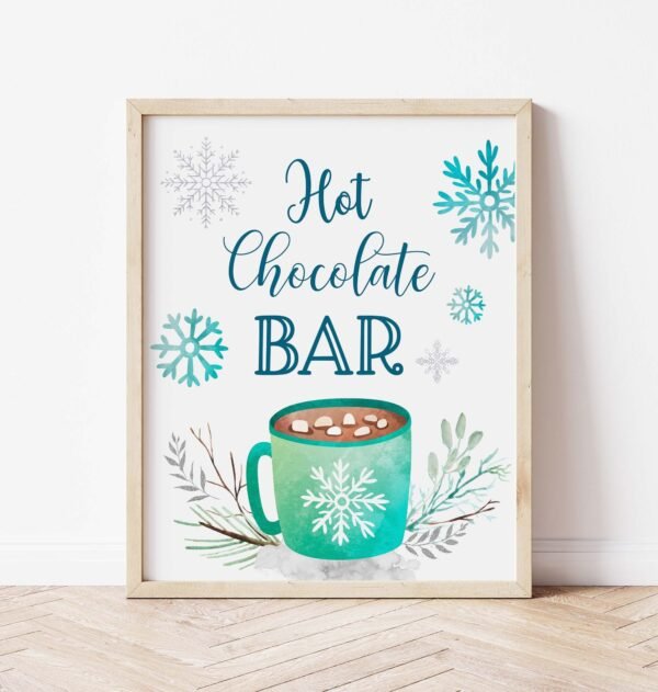Hot Chocolate Bar sign Printable Hot Cocoa Bar Table Sign Christmas Winter Party Decor Instant download