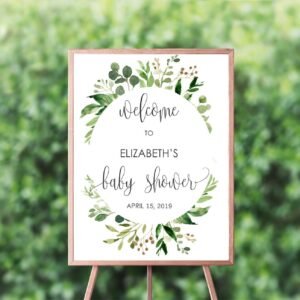 Greenery baby shower welcome sign, shower decoration, neutral gender, printable sign, baby shower sign