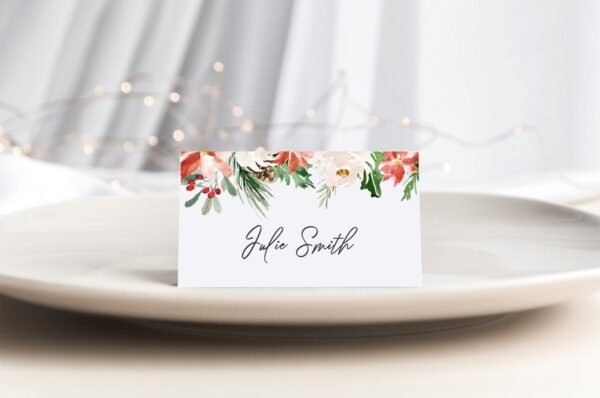 Christmas Menu, Printable Christmas Menu, Christmas Dinner Menu Card, Christmas Flowers Poinsettia, Editable Template, CHR01 - Image 5