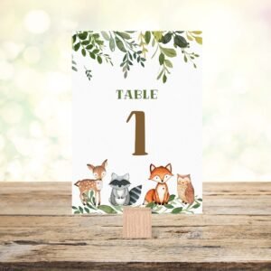 Woodland Table Numbers Baby shower