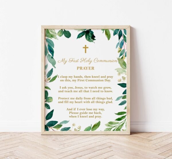 Greenery Place Cards First Holy Communion, Communion Seating cards, Communion Name Card, Editable Template, Printable, Table Decor, FC04 - Image 7