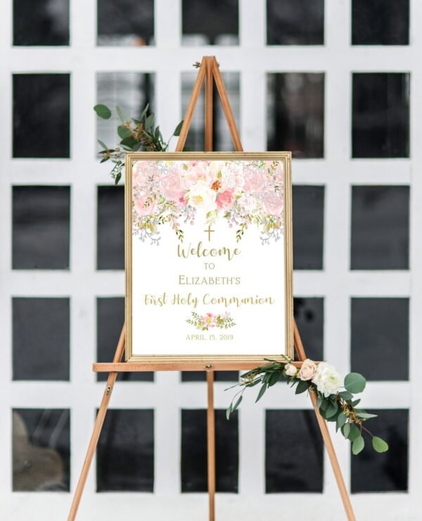 First holy communion welcome sign girl