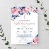 First communion welcome sign girl and boy, communion printable sign, Communion decoration, Floral blush navy - Image 3