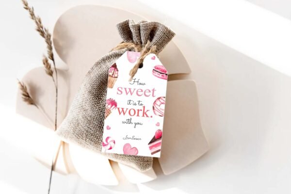 Coworker Valentine's Gift Tag How Sweet is it to work with you, Valentine's day Staff Appreciation Printable Template, Minimalist, Editable