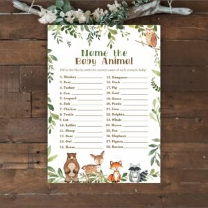 Name the baby animal game, Woodland Baby Shower Games, Printable Baby Shower Games, Forest Baby Shower, Gender neutral, Instant download