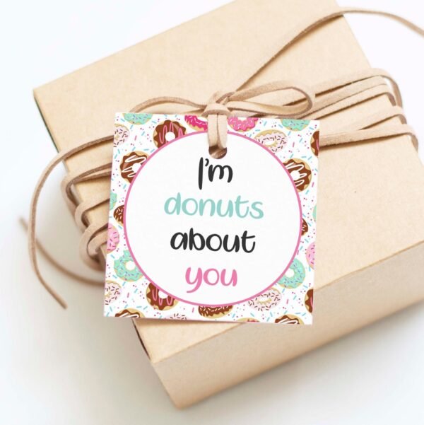 I'm Donuts about you Printable Tag, Valentine Cookie Tag template, Valentines Day Printable Treat tag, Donut Sprinkles, Instant Download