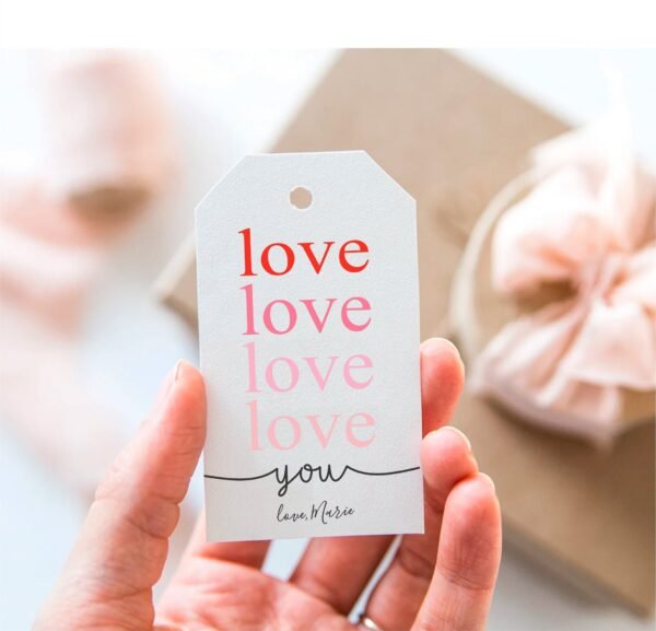 LOVE YOU Valentine's Day Printable Tag Template, Coworker Staff Appreciation Gift Tags, Valentines Day Gift Tag, Minimalist, Editable