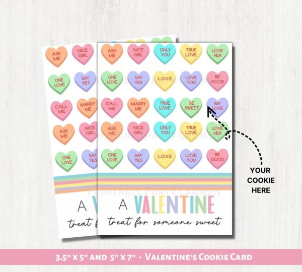 Valentine Cookie Card. A Valentine treat for someone sweet COOKIE CARD. SweetHearts Valentine's day. Valentine cookie tags. Instant download