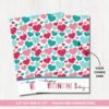 Valentines COOKIE CARD. Happy Valentine Cookie Card Printable. Coloring Hearts turquoise and pink. Valentine Cookie Cards. Instant download
