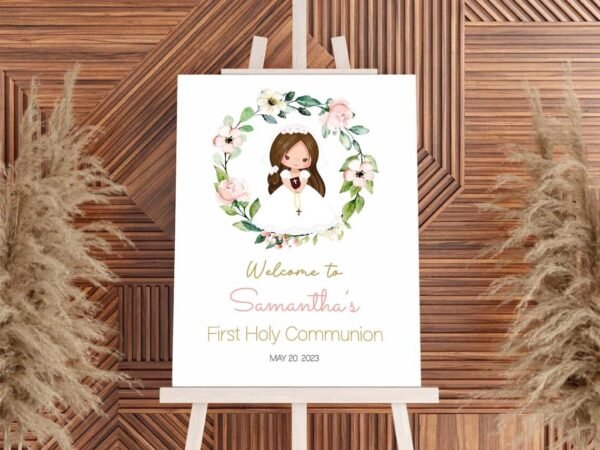 CENTERPIECES Girl First Holy Communion Printable, First Holy Communion Cake Topper, First Communion decor, Instant download, FC13 - Image 6