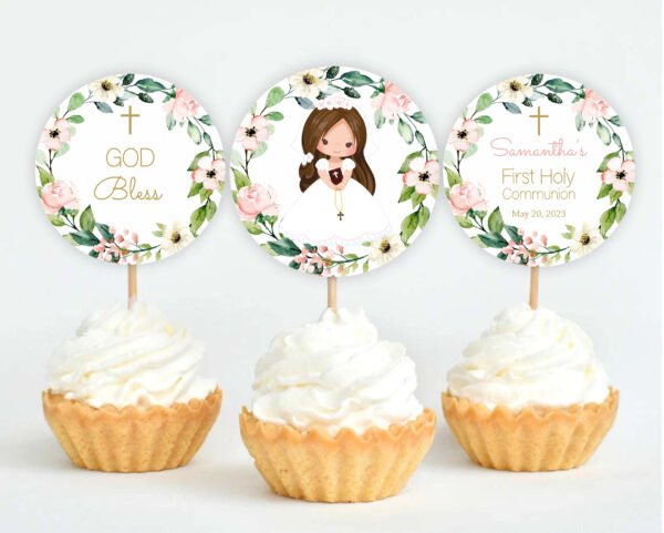 CENTERPIECES Girl First Holy Communion Printable, First Holy Communion Cake Topper, First Communion decor, Instant download, FC13 - Image 7