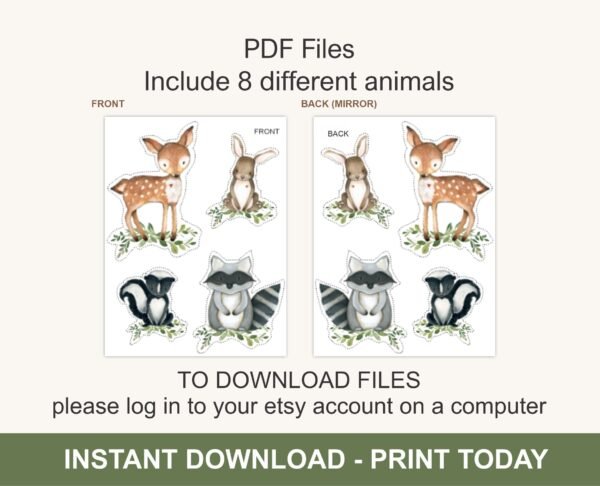 Woodland animals CENTERPIECES baby shower, Decoration baby shower, printable centerpieces, woodland animals, birthday centerpieces - Image 3