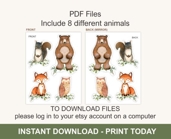 Woodland animals CENTERPIECES baby shower, Decoration baby shower, printable centerpieces, woodland animals, birthday centerpieces - Image 2