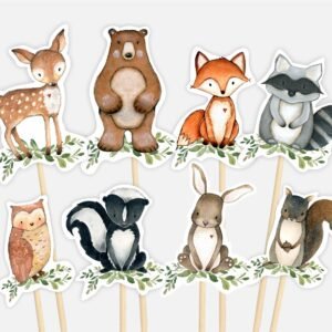 Woodland animals CENTERPIECES baby shower, Decoration baby shower, printable centerpieces, woodland animals, birthday centerpieces
