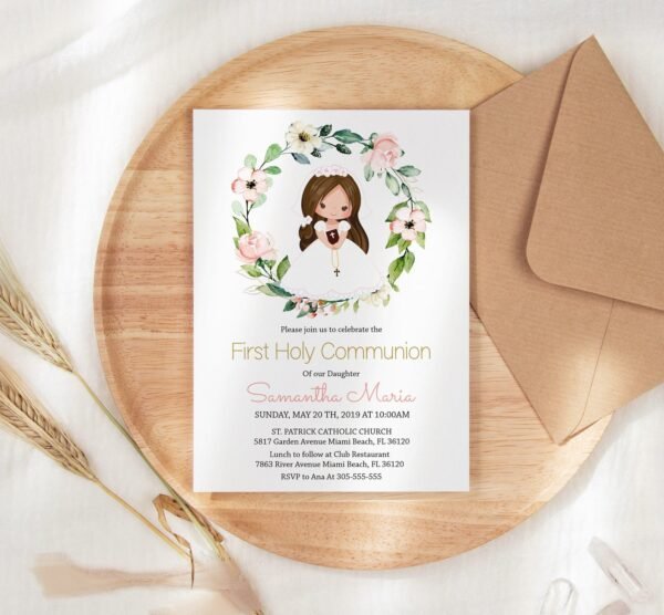 CENTERPIECES Girl First Holy Communion Printable, First Holy Communion Cake Topper, First Communion decor, Instant download, FC13 - Image 3