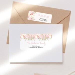 First Communion Address Labels and Return address Label, Avery Label, Girl First communion Label Floral Pink Blush Watercolor, Editable