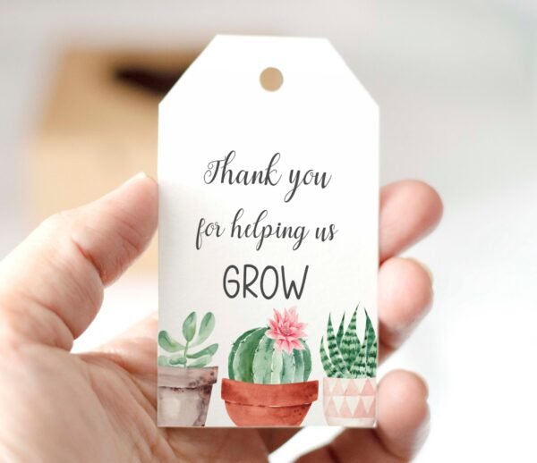 Succulent Favor tags, Thank you for helping us Grow Tag, Teachers Appreciation Tag, End of school year favors, Instant download, Digital