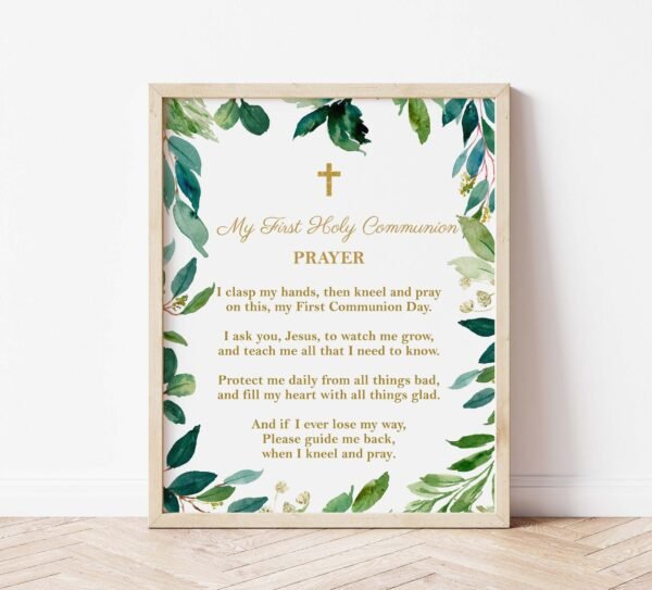 Thank You Card First Holy Communion, Boy and Girl First Holy Communion, Printable Thank You card, Greenery Thank You card, FC04 - Image 9