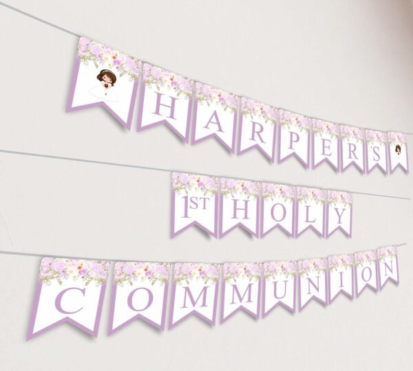 Purple Water bottle labels, First holy communion template, Editable template, Printable labels - Image 3