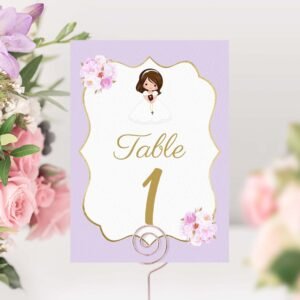 First Communion Table Numbers, Girl First Communion, Printable Table Numbers, Light Lilac watercolor, Instant download, FC03