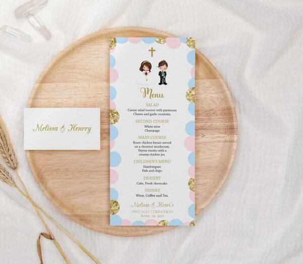 First Holy Communion Menu Editable
