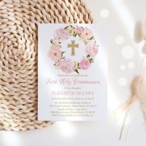 Printable First Communion Invitation for Girl