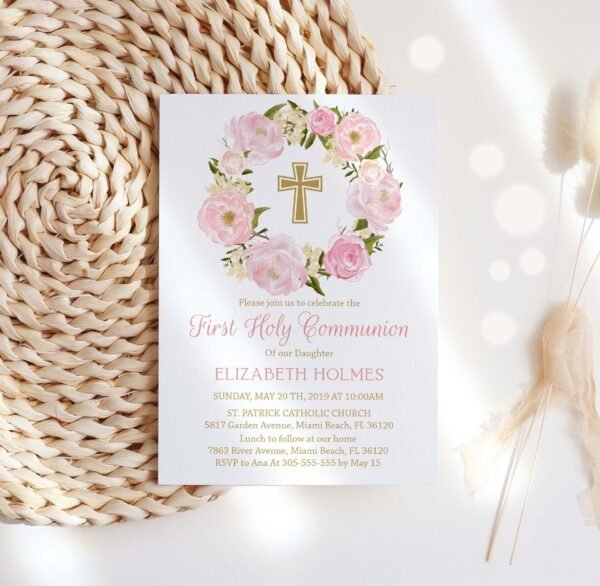 Printable First Communion Invitation for Girl
