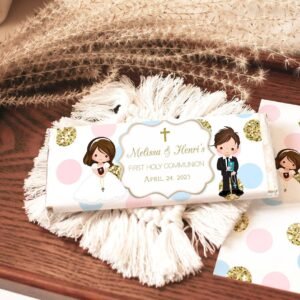 Chocolate Bar Wrapper First Communion, First Communion Siblings, Chocolate Bar Wrapper Template, Twins First Communion, Candy Bar, FC09