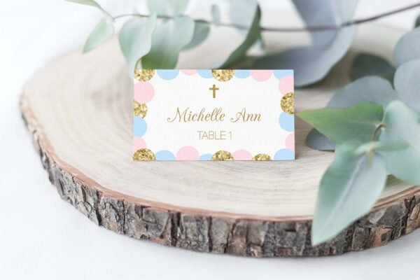 Water bottle labels First Holy Communion, Editable Template, Siblings, Twins, Blush Pink and blue, Baptism Labels, FC09 - Image 7