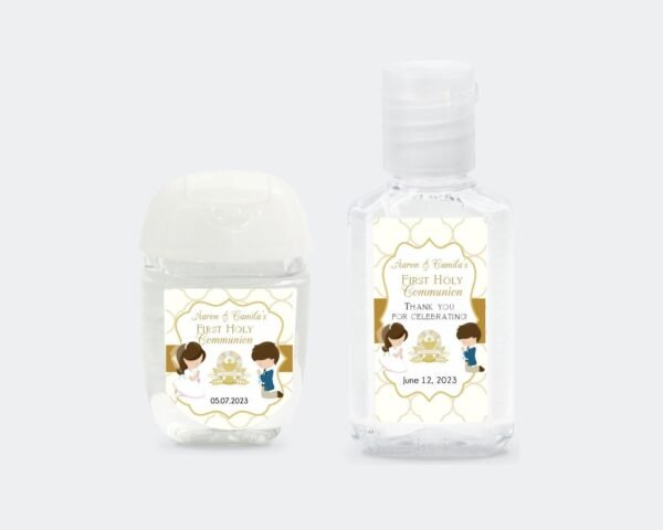Hand Sanitizer Printable Label, First Communion Boy and Girl, Sanitizer label, Communion favors, Twins communion, Editable Template, FC17